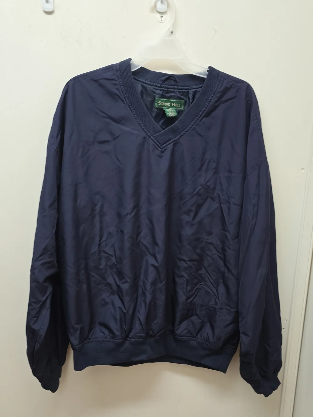 Stone Hill Navy V-Neck Pullover Windbreaker / Golf Sweatshirt - Size L